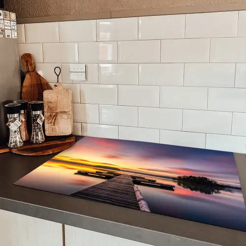 Steiger - Zonsondergang - Water - Zee - Reflectie Inductie beschermer vinyl 3mm klein -sfeer3