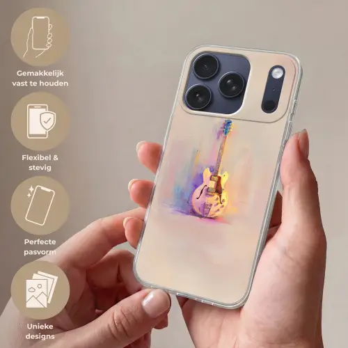 Gitaar - Pastel - Schilderachtig Telefoonhoesje iPhone 17 Pro klein -sfeer3_NL