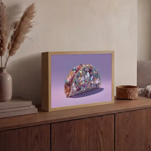 Edelstenen - Glitters - Paars - Kleurrijk Light Box met batterij (Wandlamp) middel -sfeer2