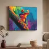 Kikker - Felgekleurd - Tak - Regenboog Textielframe - compleet frame klein -sfeer3