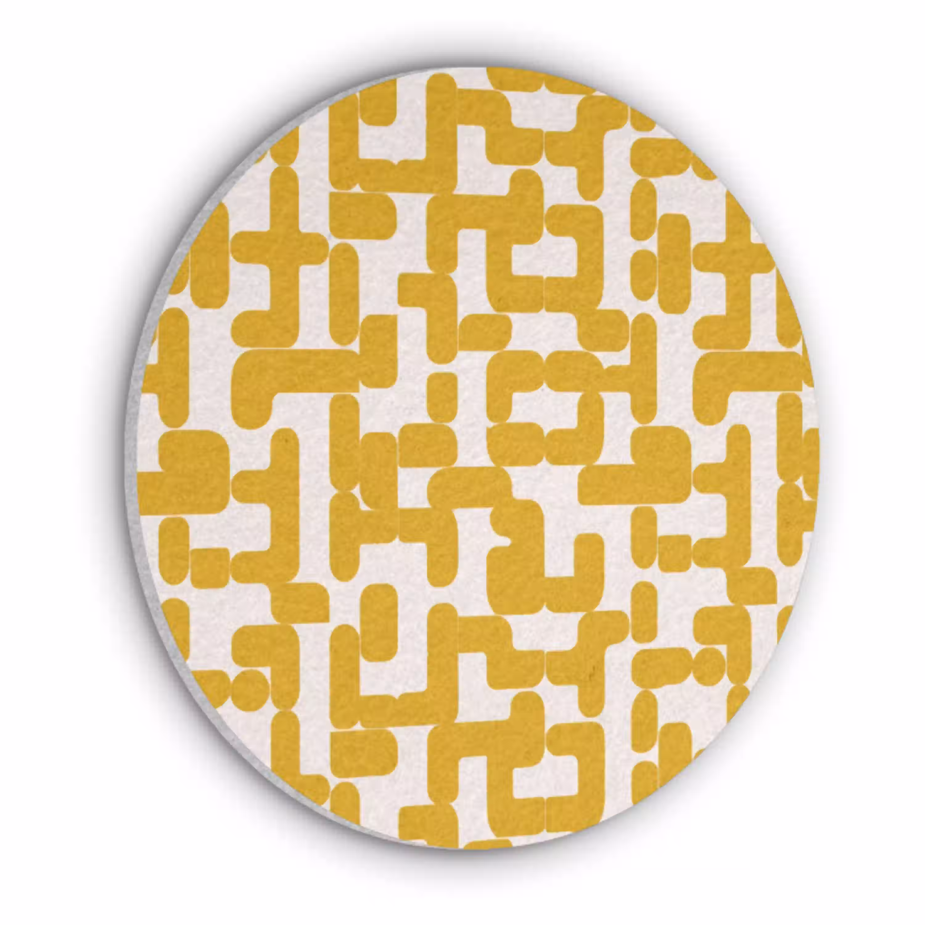 Geel - Beige - Patroon Akoestische PET Vilt - Rond klein 838 -3d