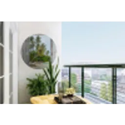 Tropisch - Palmboom - Doorkijk - Zee Wandcirkel tuinposter met ringen klein -buiten1