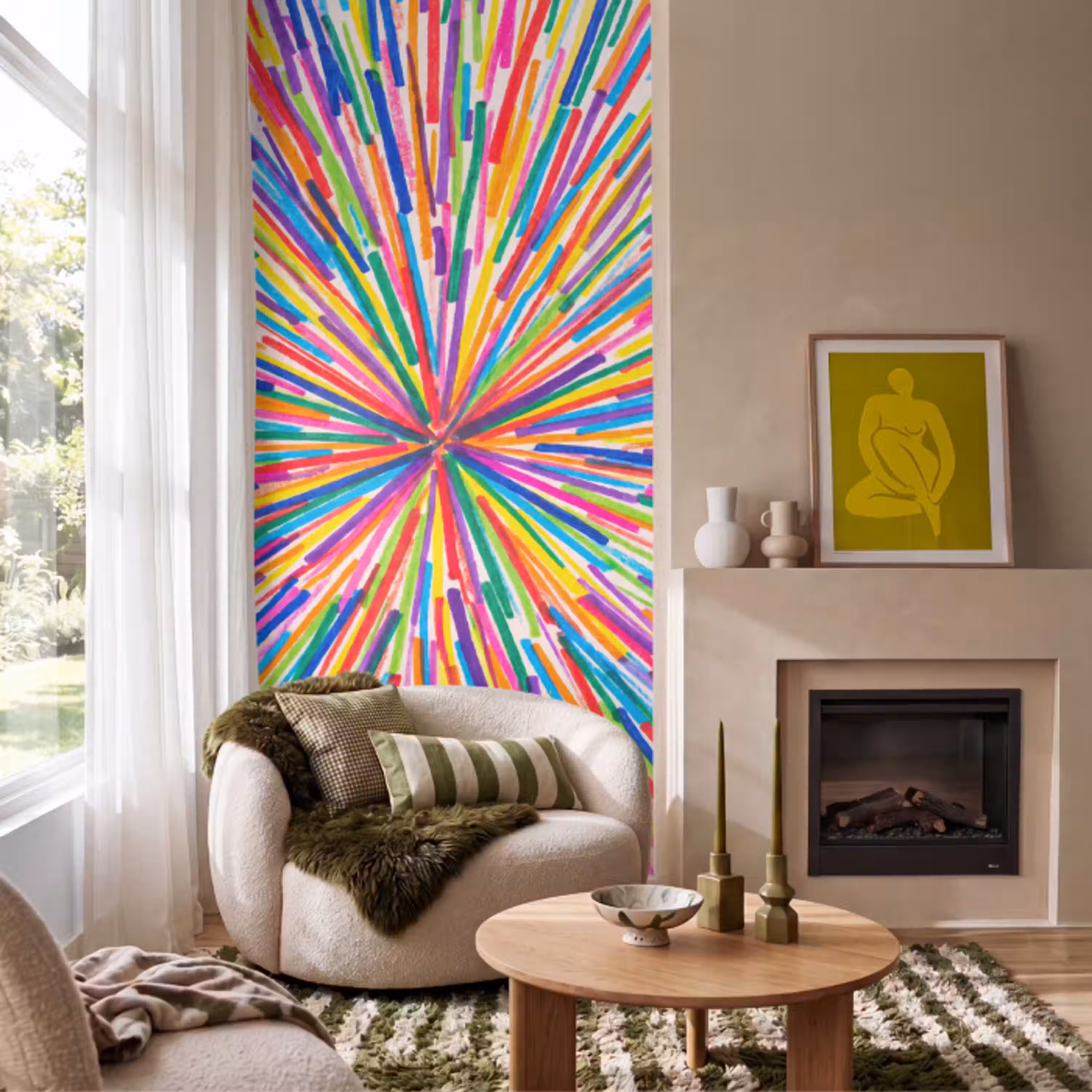 Lijnen - Kleurrijk - Abstract Behang Vlies klein -sfeer2