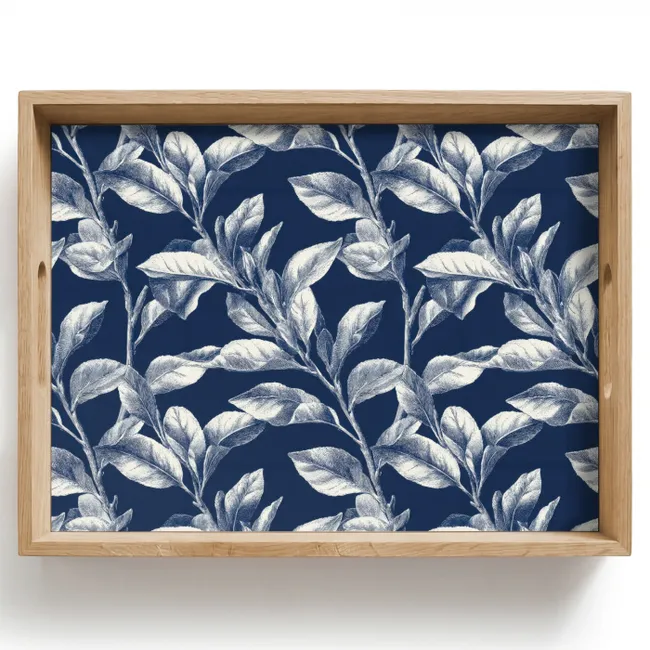 Dienblad - Botanisch - Patroon - Blauw