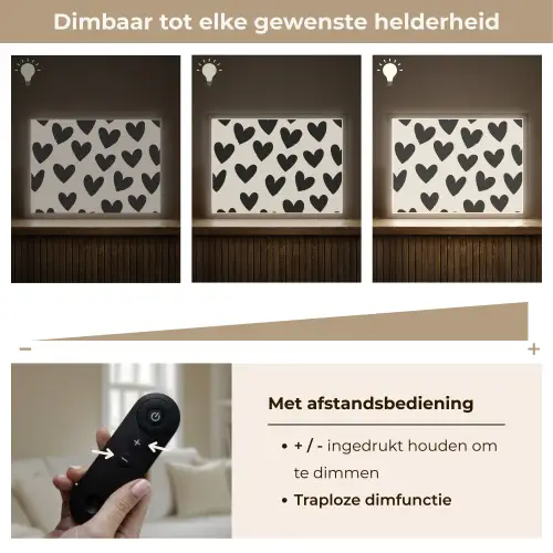 Hartjes - Zwart - Beige Light Box met batterij (Wandlamp) middel -USP_dimbaarNL