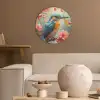 IJsvogel - Bloesem - Natuur - Vogels - Bloemen Akoestische PET Vilt - Rond klein -sfeer1
