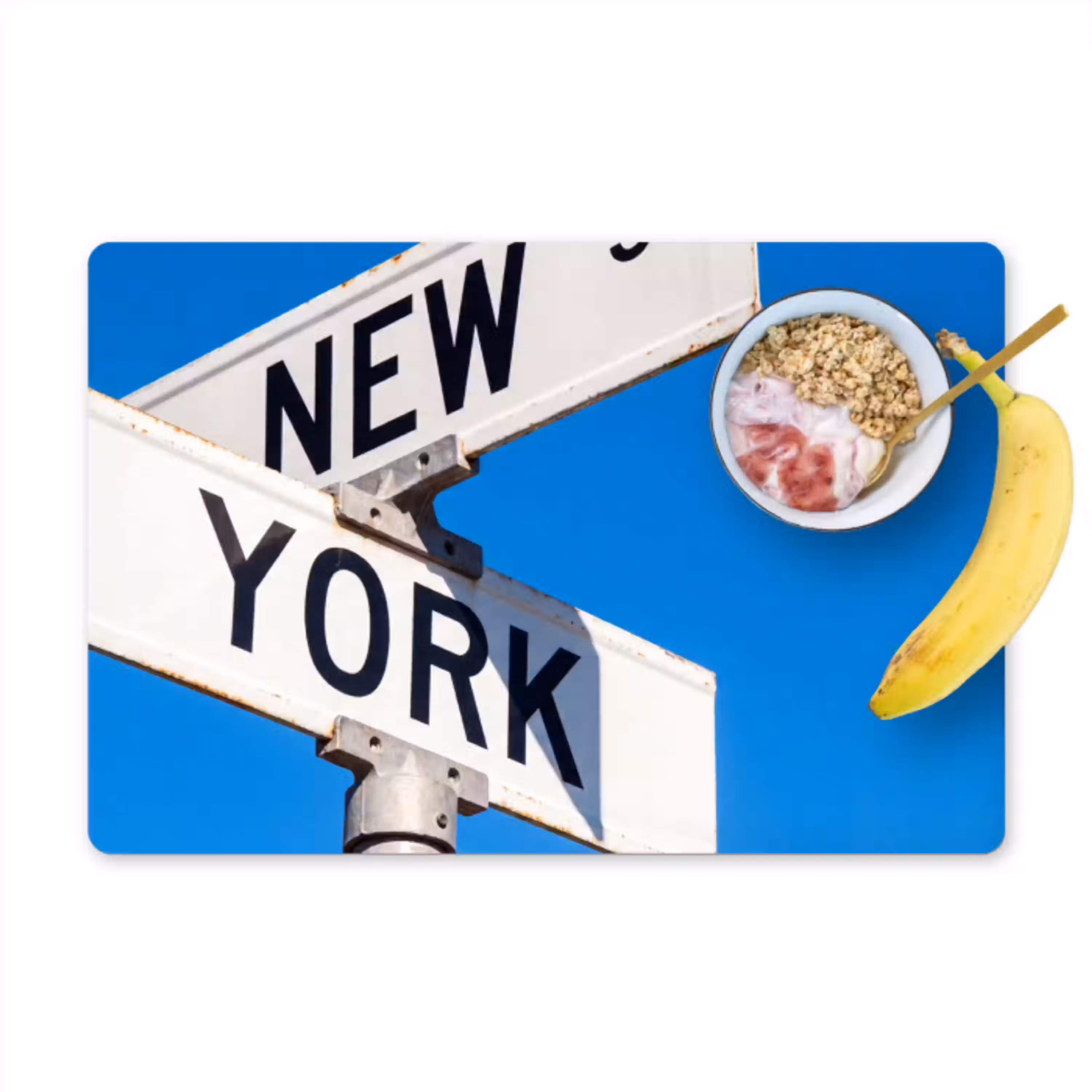 New York - Straatbord - Stad - Urban - Blauw Placemat vinyl groot -zzzproduct_Kitchenyeah-website