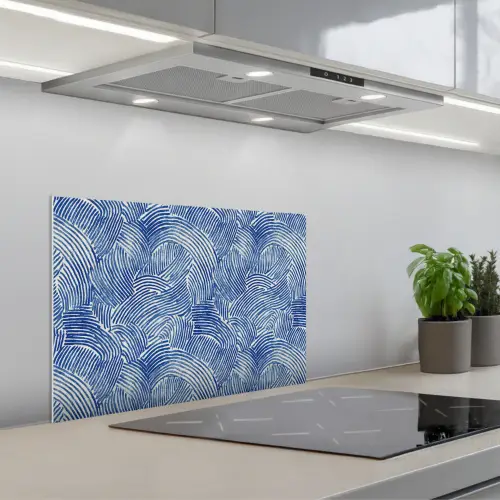 Modern - Abstract - Blauw keuken achterwand spatscherm klein 900 -3d_schuin