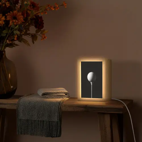 Golfbal - Minimalistisch - Wit Light Box met kabel (Tafellamp) klein -sfeer4