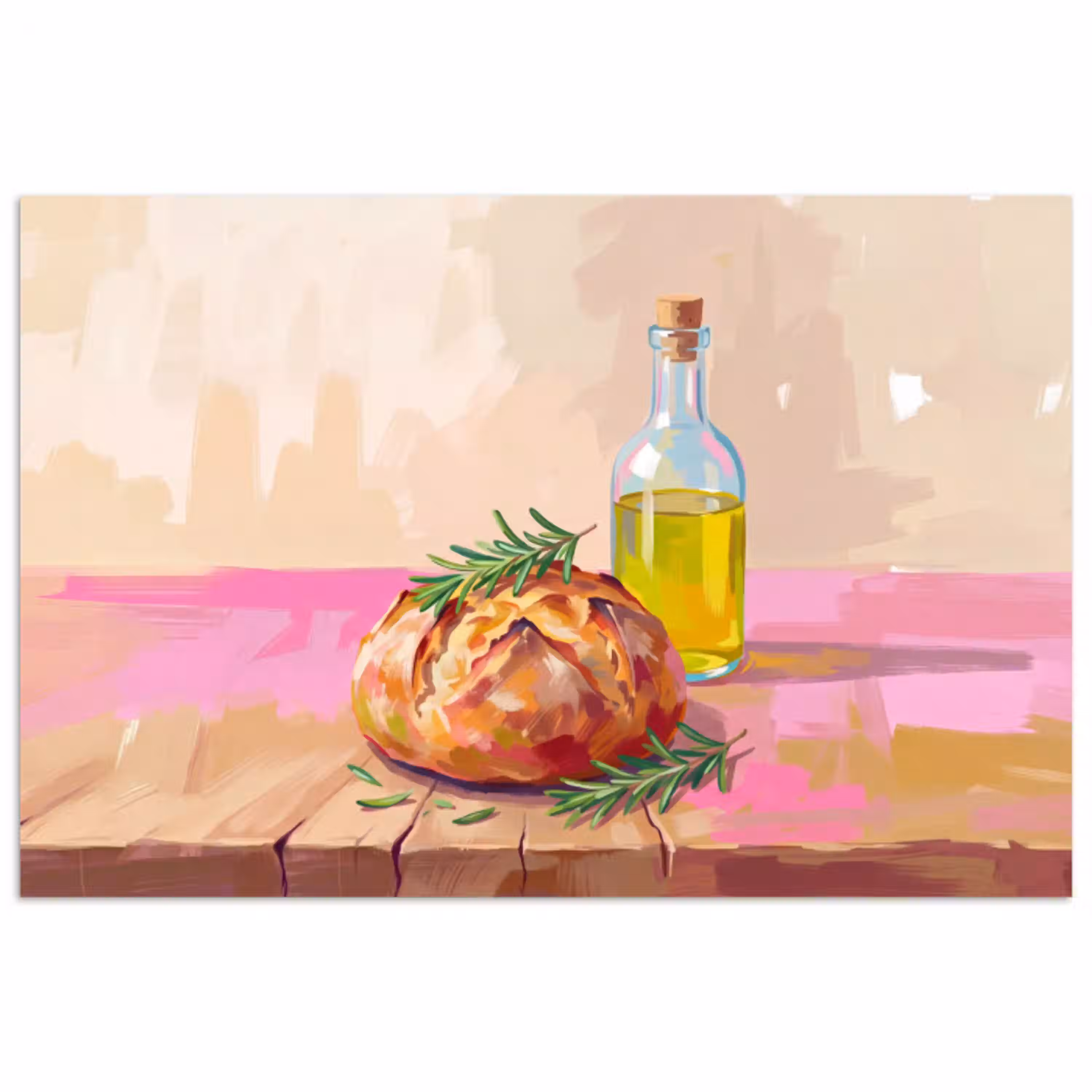 Eten - Brood - Olijfolie - Abstract - Keuken poster papier klein -3d