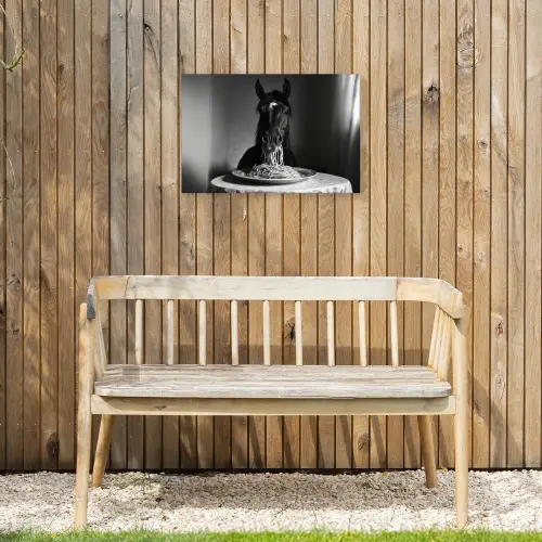 Paard - Bord - Pasta - Tafelkleed - Zwart Wit - Dieren Tuinposter op houten frame 2 cm dik klein -sfeer4