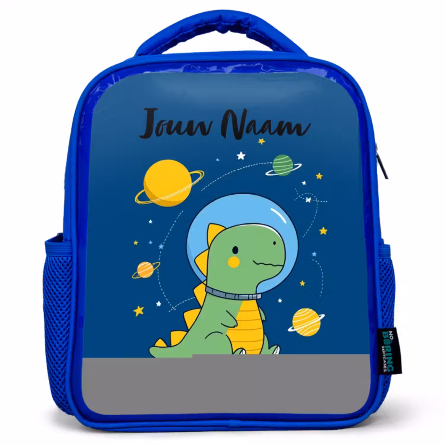 Kinderrugzak met naam - Blauw - Dino - Planeet - Ster - Blauw
