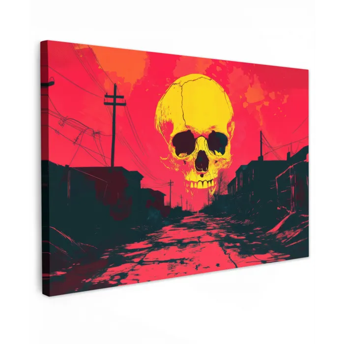 Straat - Verlaten - Schedel - Geel canvas 2cm klein -z3d