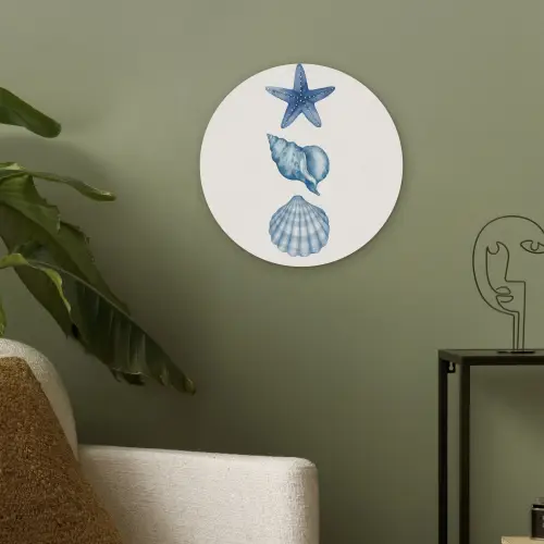 Zeester - Schelpen - Blauw Akoestische PET Vilt - Rond klein -sfeer2