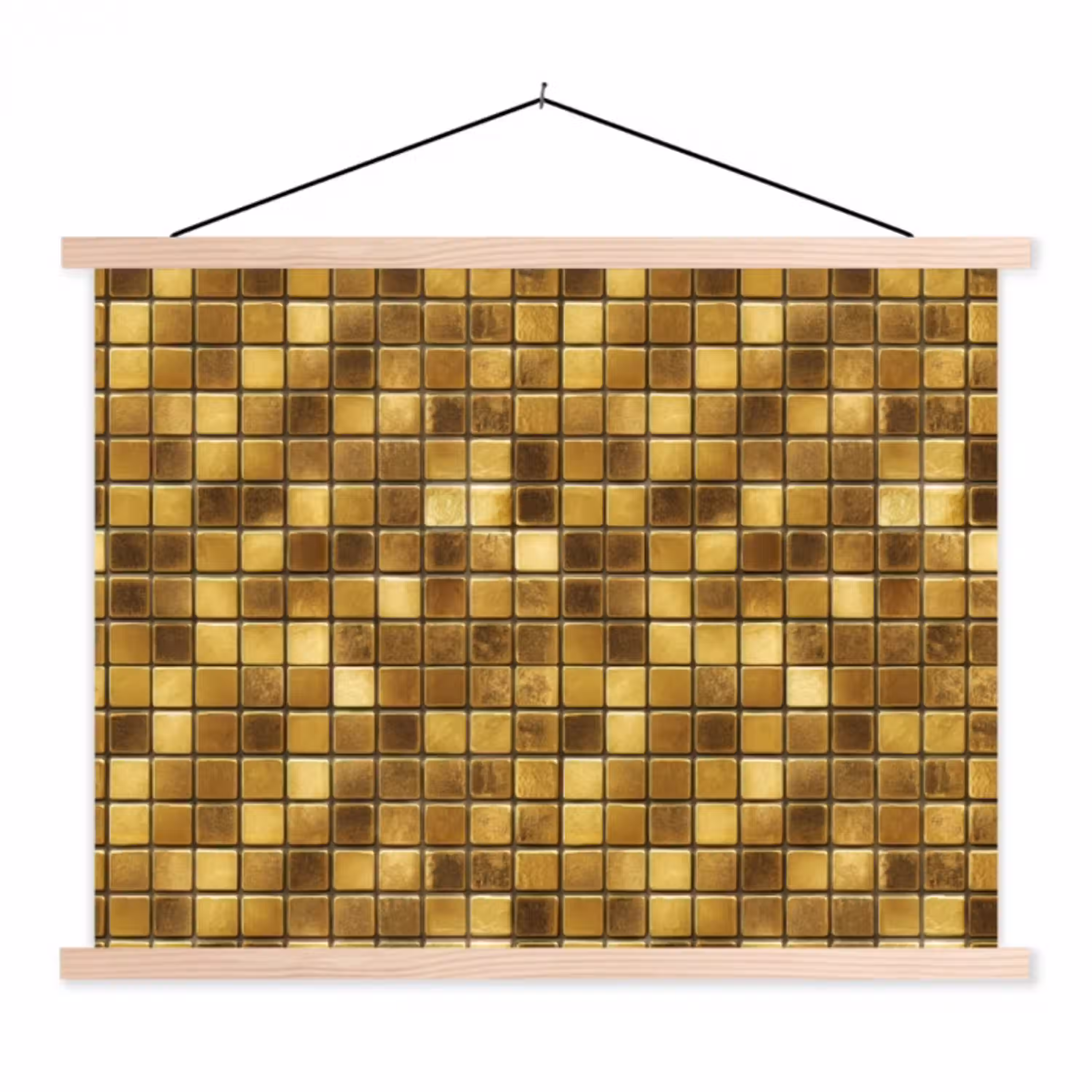 Tegels - Mozaïek - Luxe - Warm Goud textielposter latten blank klein 122 -3d