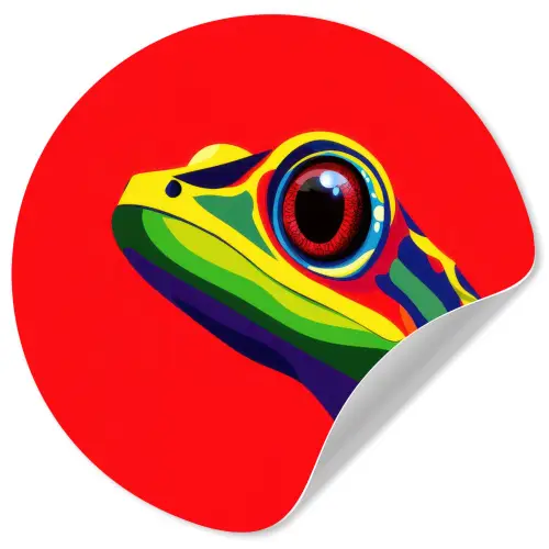 Kikker - Kleurrijk - Strepen - Ogen Wandcirkel behangsticker klein -3d
