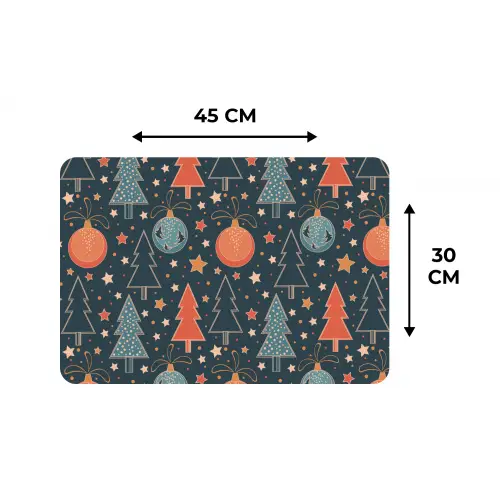 Illustratie - Kerst - Symbolen - Blauw Placemat vinyl groot 368 -specs