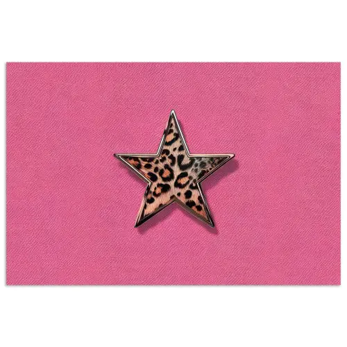 Ster - Luipaard - Print - Roze poster papier klein -3d