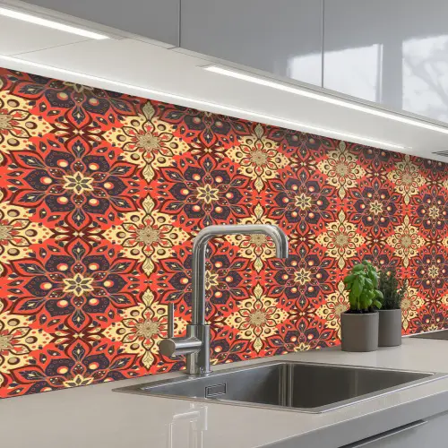 Mandala - Bloemen - Boho - Patronen keuken achterwand 2 middel 871 -3d_schuin