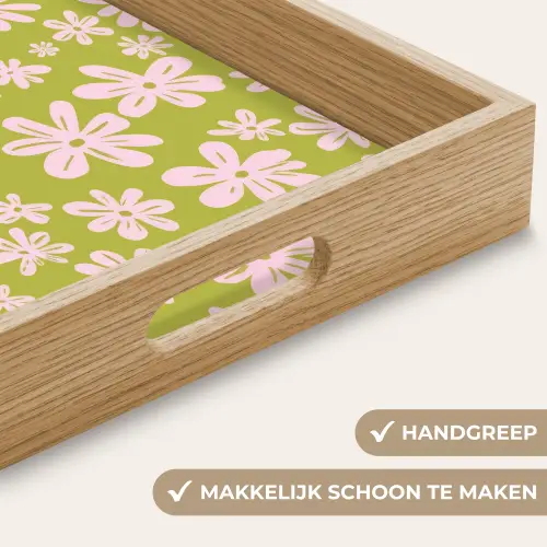 Bloemen - Roze - Getekend - Patroon Dienblad Rechthoek middel -USP_HandgreepNL