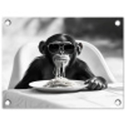 Aap - Spaghetti - Zonnebril - Zwart wit - Cool - Dier tuinposter los doek klein -3d