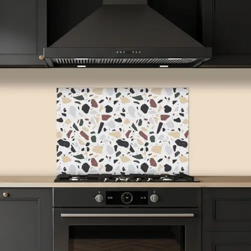 Terrazzo -  Patroon - Kleurrijk - Klei keuken achterwand spatscherm klein 900 -sfeer1