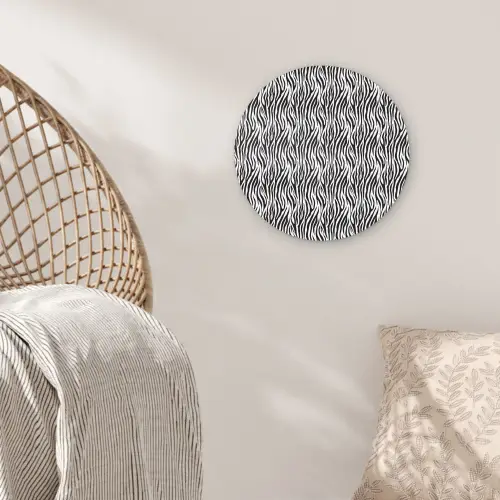 Zwart - Wit - Zebra - Patroon Wandcirkel plexiglas klein 852 -sfeer5