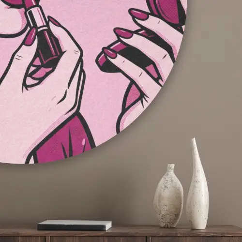 Vintage - Vrouw - Roze Akoestische PET Vilt - Rond klein -sfeer5_closeup