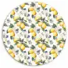 Frans - Citroen -  Citrus - Bloesem - Geel - Groen - Blauw Wandcirkel kunststof plaat 5mm dik klein 188 -3d