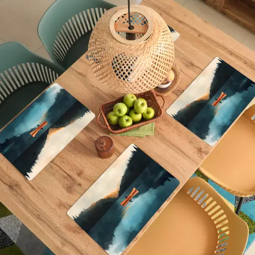 Bossen - Meer - Kano - Oranje Placemat vinyl groot -zzsfeer5_Kitchenyeah-website