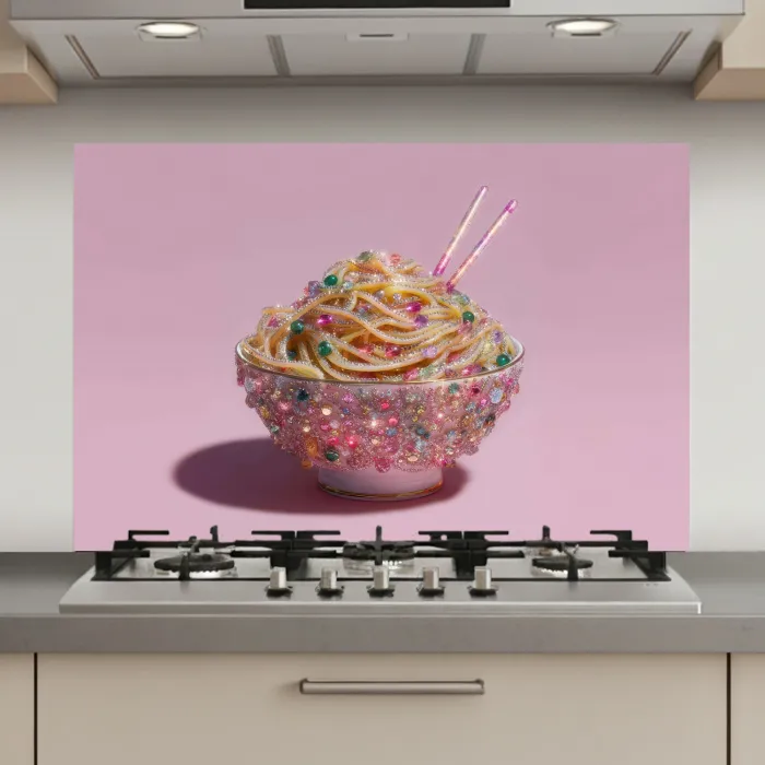 Noodles - Edelstenen - Stokjes - Roze keuken achterwand spatscherm klein -3d_website