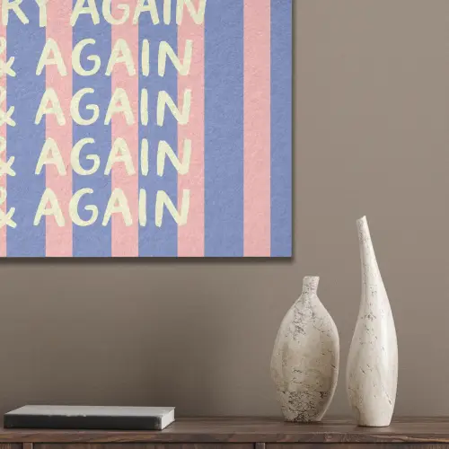 Try again - Strepen - Roze - Verticaal - Blauw PET vilt klein -sfeer6_closeup