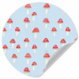 Paddenstoel -Sprookje - Blauw Wandcirkel behangsticker klein 186 -3d