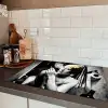 Marmerlook - Meisje met de parel - Sigaretten - Toilet - Goud - Kunst - Oude meesters Inductie beschermer vinyl 3mm klein -sfeer3