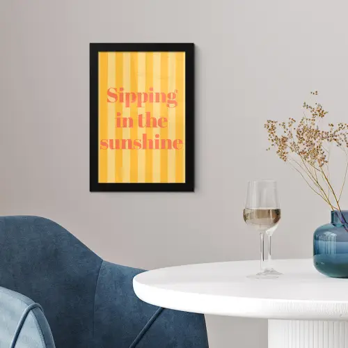 Gestreept - Geel - Sunshine - Letters fotolijst zwart zonder passe partout klein -sfeer4