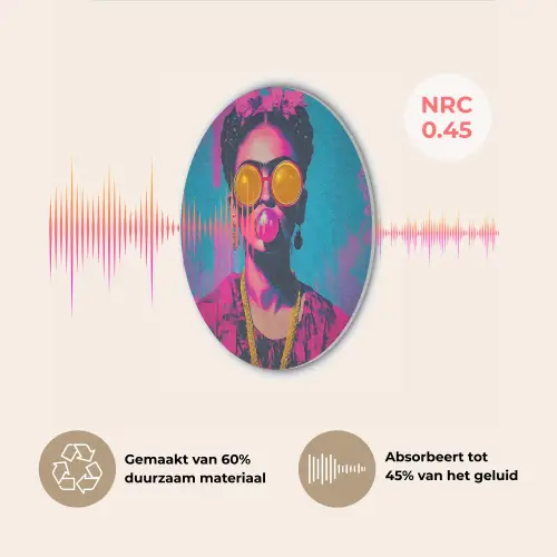 Vrouw - Kauwgom - Zonnebril - Oranje Akoestische PET Vilt - Rond klein -USP_NL