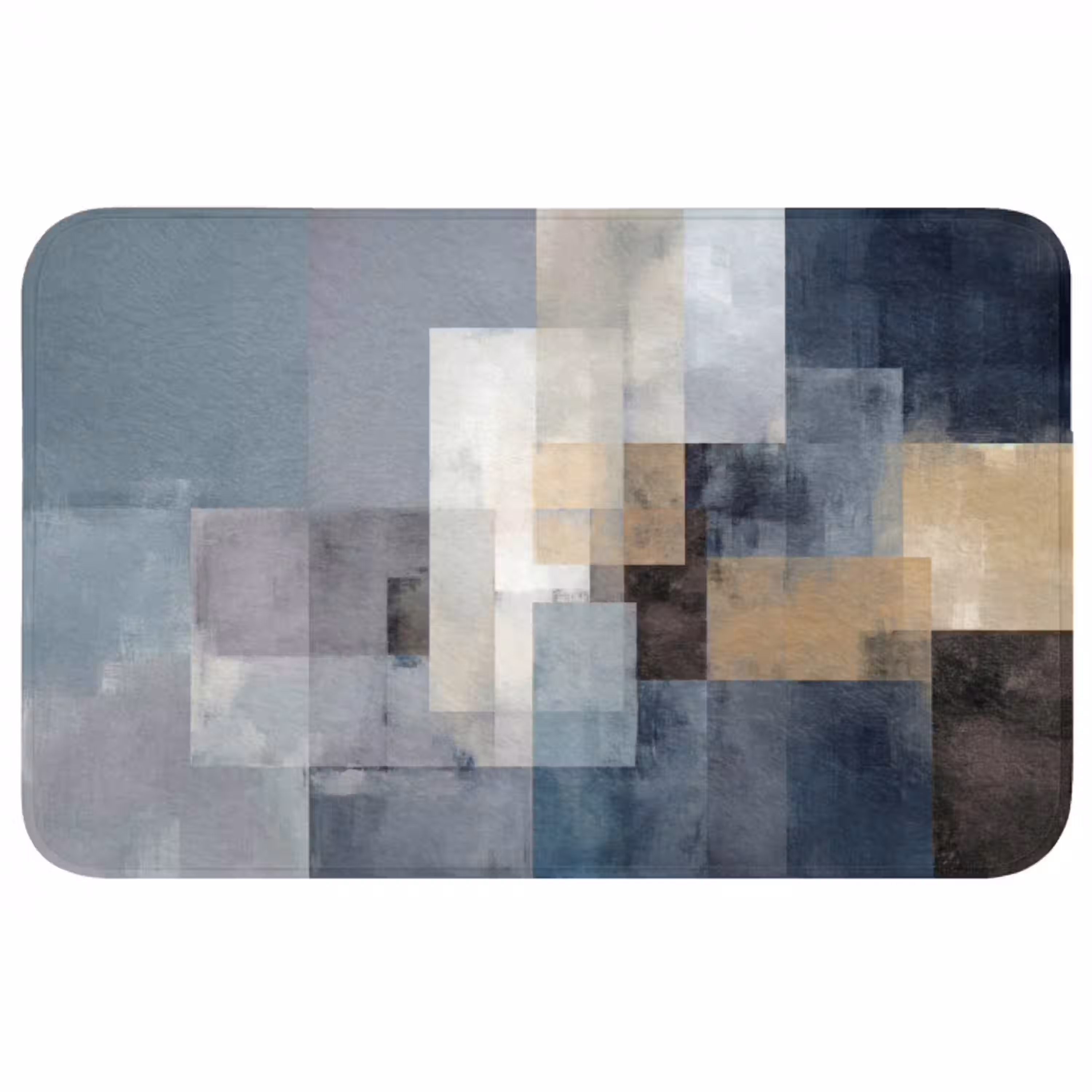 Rechthoeken - Abstract - Blauw Badmat middel -3d