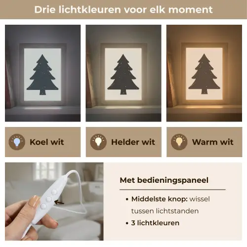 Kerstboom - Zwarte kerstboom - Boom - Japandi Light Box met kabel (Tafellamp) klein -USP_lichtkleurNL