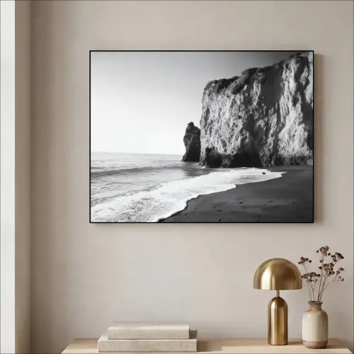 Strand - Klif - Golven - Voetstappen Textielframe - compleet frame klein -sfeer2