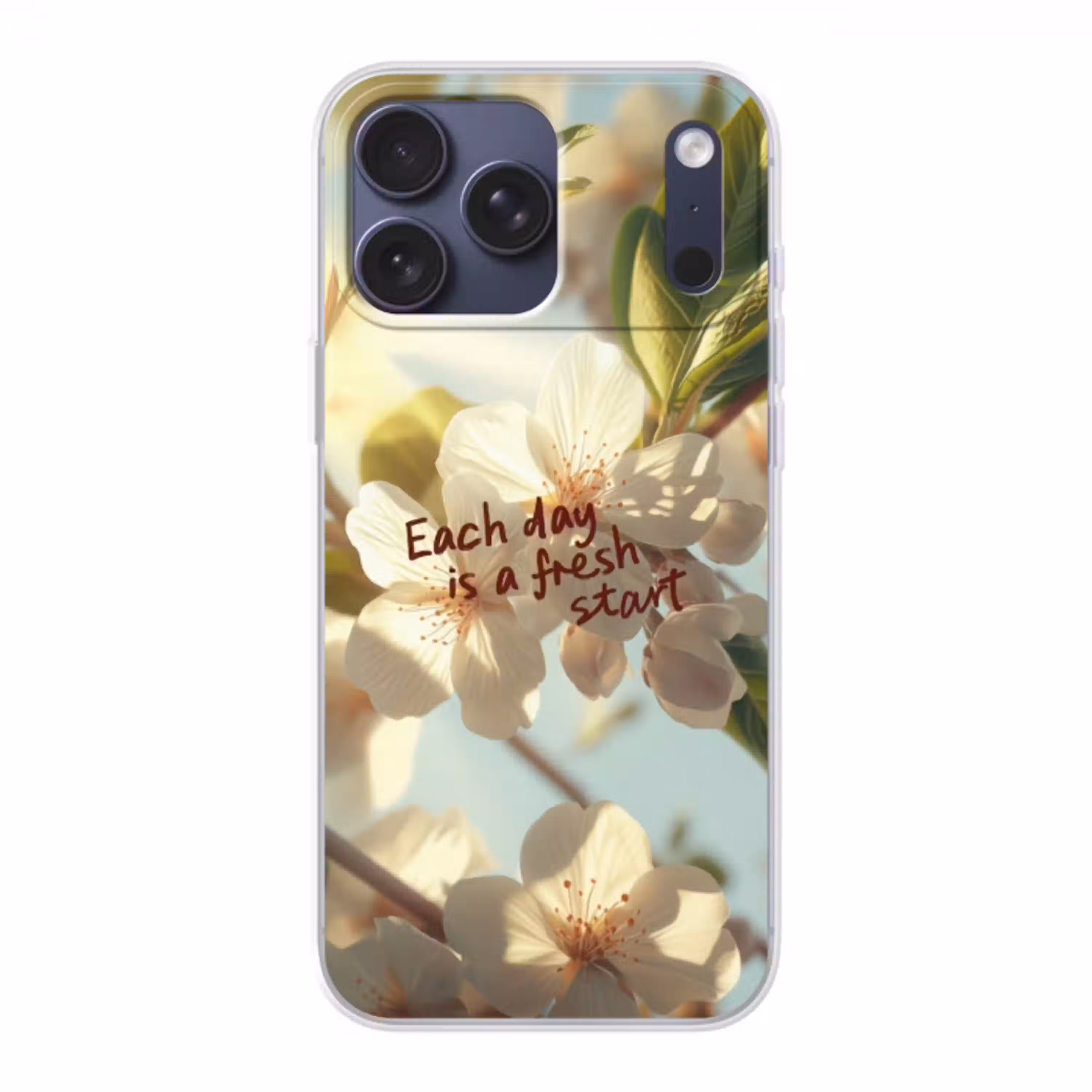 Bloesems - Zonlicht - Quote - Wit Telefoonhoesje iPhone 17 Pro Max klein -3d