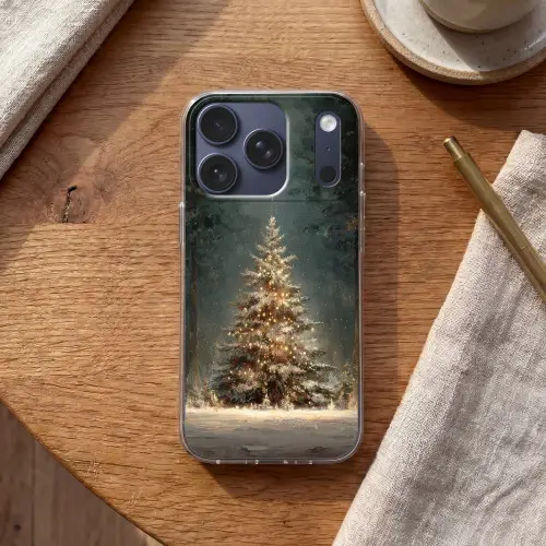 Kerstboom - Bos - Sneeuw - meerkleurig Telefoonhoesje iPhone 17 Pro klein -sfeer1