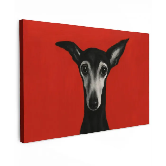Windhond - Minimalistisch - Rood canvas 2cm klein -z3d