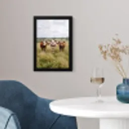 Koeien - Portret - Weide - Boerderij - Nieuwsgierig fotolijst zwart zonder passe partout klein -sfeer4