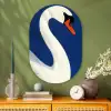 Zwaan - Wit - Snavel - Illustratie Wandcirkel Ovaal Glas middel -sfeer2