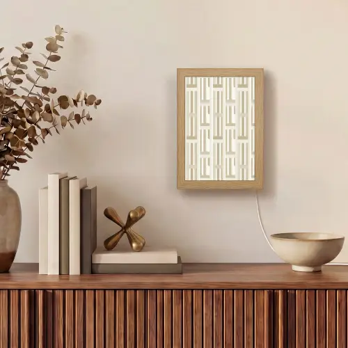 Modern - Geometrisch - Beige Light Box met kabel (Tafellamp) klein 925 -sfeer2