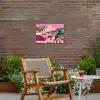 Stad - Roze - Palmbomen Tuinposter op houten frame 2 cm dik klein -sfeer3