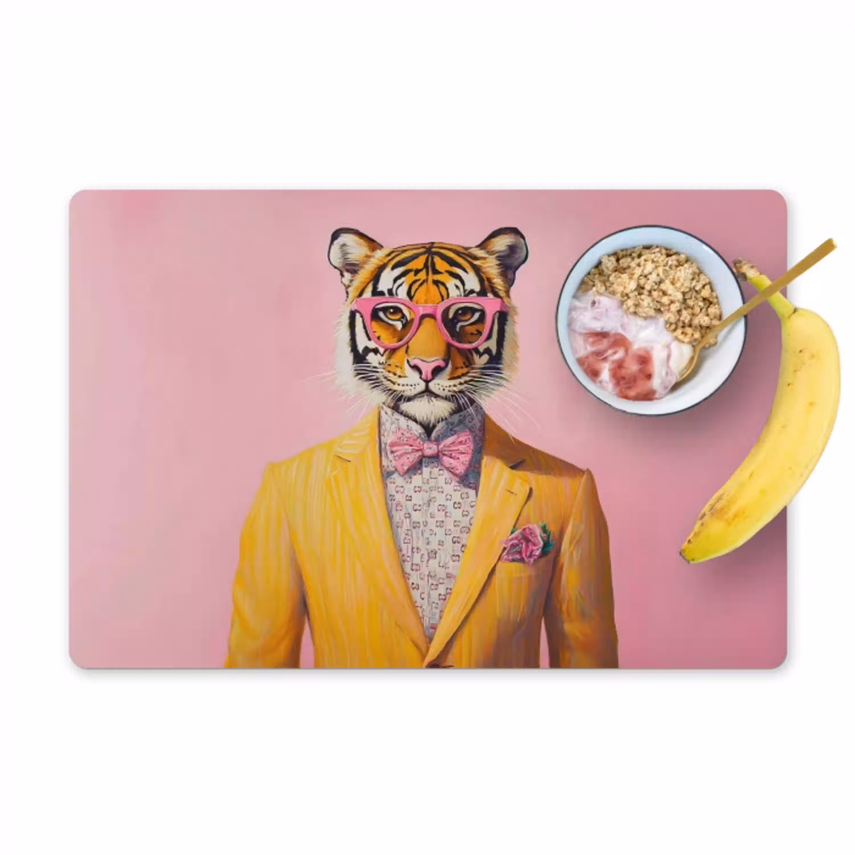 Tijger - Bril - Geel - Jasje Placemat vinyl groot -zzzproduct_Kitchenyeah-website