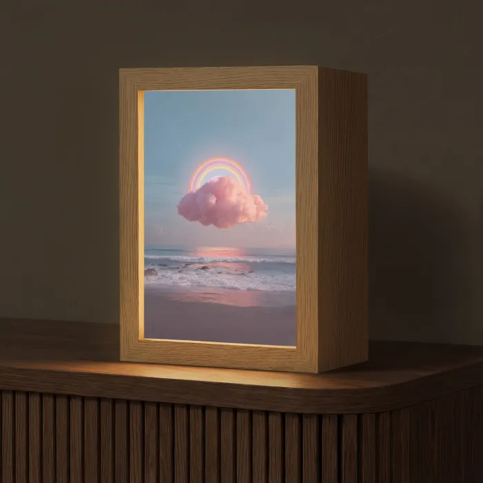 Wolk - Regenboog - Zee Light Box met kabel (Tafellamp) klein -z3d_website
