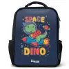 Dino - Groen - Raket - Sterren Rugzak - Zwart middel -3d