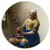 Het melkmeisje - Kunst - Oude meesters - Vermeer Wandcirkel kunststof plaat 5mm dik klein -3d